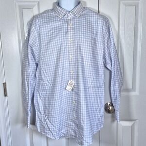 Neiman Marcus button down shirt white‎ plaid men's with tags Neck 16.5